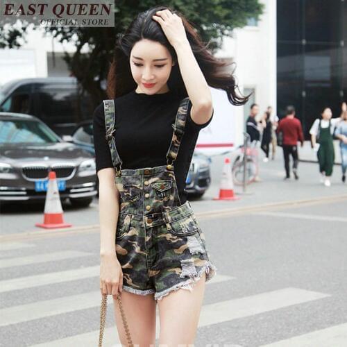 Denim overall shorts summer Hole ripped sexy overall pants for femme military camouflage rompers womens jumpsuit 2019 AA3512 a