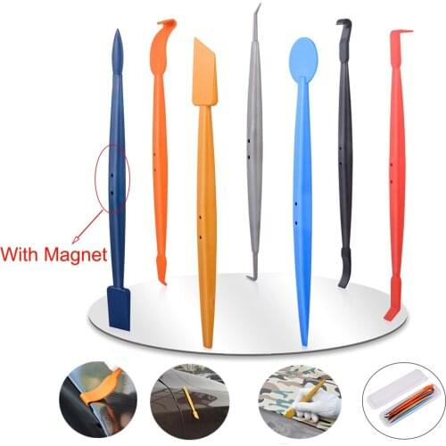 EHDIS 7pcs Magnet micro Tuck Squeegee Car Tool Set Carbon Fiber Vinyl Wrap Stickers Tool wrapping Window Tint car accessories