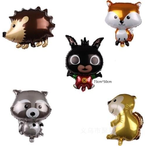 Hot sale forest animal balloon birthday party decoration fox hedgehog baby raccoon squirrel aluminum balloon