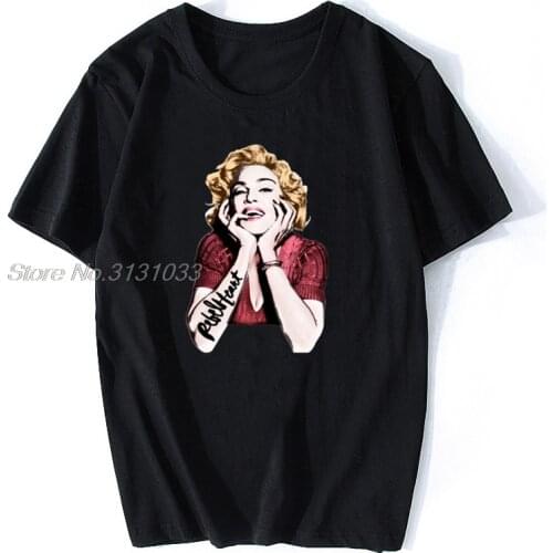 Cotton Autumn Tops & Tees Summer Fabric Men T-Shirt Sex Artist Madonna Image T Shirts For Adult Famous Tee Shirts Men