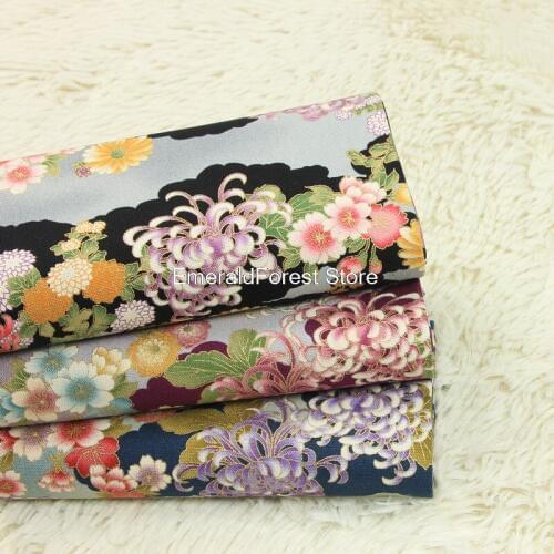 Imported thick cotton cloth and hot stamping rose printing fabric Handmade DIY gold bag fabric Cotton 90cmx110cm
