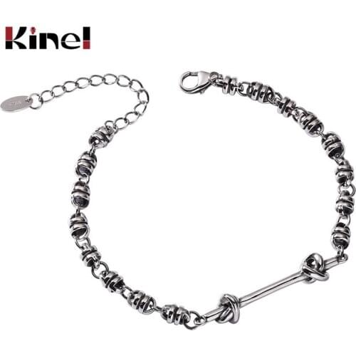 Kinel 2020 New Vintage Rope Knot Bracelet for Women 925 Sterling Silver High Quality Punk Festival Jewelry Party Gift