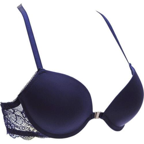 Vogue Secret Brand Lace Bra Brief Set Women Padded Brassiere Push Up Panty Simple Top Sexy Underwear Big 8 Colors Front closure