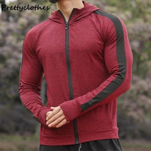 Fitness Mens Autumn Loose Self-Cultivation Breathable Quick-Drying Male Long-Sleeved Zipper Hooded Running Sports Training Suit