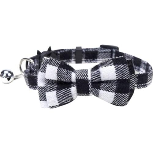 Colorful Plaid Grid Cat Collars Cotton Striped Bowknot Necklace Bow Tie Puppy Party Colla