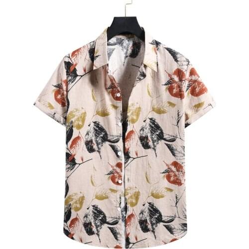 Mens Summer Short Sleeve Beach Shirts 2021 Fashion Floral Print Hawaiian Aloha Shirt Men Holiday Vacation Clothing Camisa Hombre