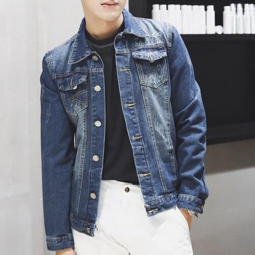 New 2020 Cotton Denim Jacket Men Casual Solid Color Lapel Single Breasted Jeans Jacket Men Autumn Slim Fit Quality Mens Jackets