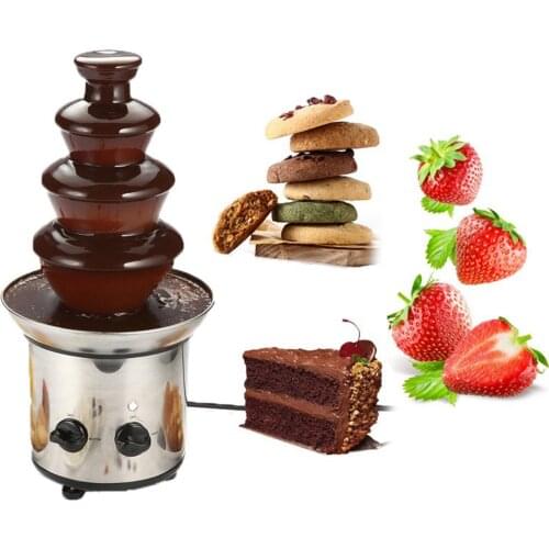 Stainless Steel 1.8kg Capacity Electric Chocolate Fondue Fountain DIY Waterfall 17.7 in Tall For Nacho Cheese BBQ Sauce