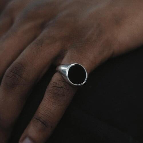 New Trend Silver Agate Ring Male Hip-Hop Female Simple Ins Style Opening Adjustable Fashion Jewelry Accessories