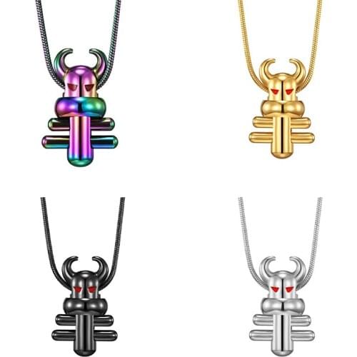 Cool Colorful Matador Stainless Steel Bull Head Pendant Necklace With 60cm Chain Punk Cowboy Necklaces