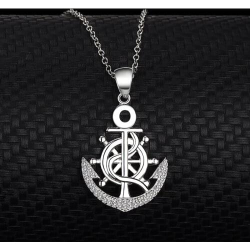 S925 Sterling Silver Necklace Pirate Anchor Personality Retro Europe And The United States Fashion Jewelry Pendant