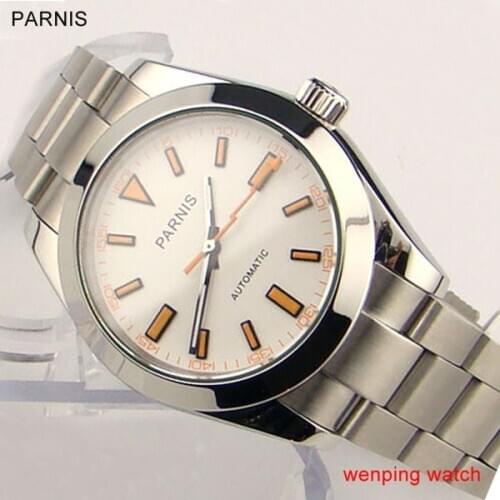 Parnis 40mm sapphire glass Stainless steel Automatic mechanical movement Fold buckle mens watch E975