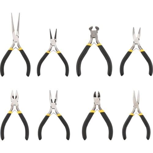8 Style Pliers Light Weight Portable Durable Carbon Steel Forging Jewellery Making Beading Mini Pliers Tool Round Flat Long Nose