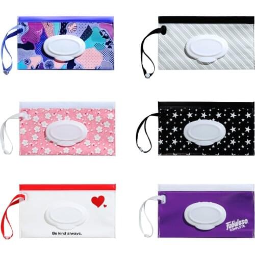 Portable EVA Baby Wet Wipe Cosmetic Pouch Wipes Holder Case Flip Cover Snap-Strap Reusable Refillable Bag Outdoor Tissue Box