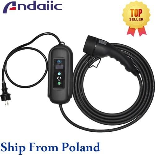 ANDAIIC Type 2 Portable EV Charging Box Cable Switchable 8/10/13/16A Schuko Plug Electric Vehicle Car Charger EVSE 1.8-3.6KW