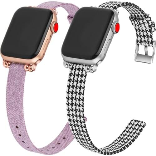 Strap For Apple Watch Band 44mm 40mm 38mm 42mm Canvas bracelet + positioning beads watchband iWatch Series 3 4 5 SE 6 Wristbands