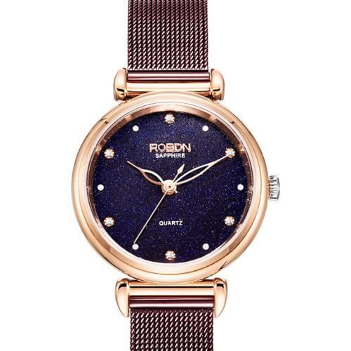 Luxury Brand ROSDN Womans Watches Japan Quartz Movement Watches Women 50M Waterproof 6mm Ultra-thin Watch Genuine Leather R3605