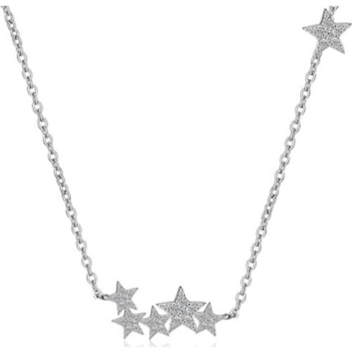 925 Sterling Silver Sparkling Stackable Star Pendant Necklace For Women Fashion Body Statement Jewelry Gifts Wholesale S-N56