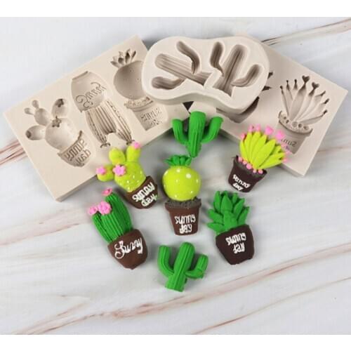 Cute Succulent & Cactus Silicone Mold Fondant Cake Decorating Tool Mold Sugarcrafts Chocolate Baking Tool For Cake Gumpaste Form