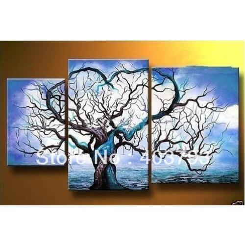 Buy at disscount price Modern Abstract Oil Painting on canvas blue sky abstract tree landscape (no framed) free shipping