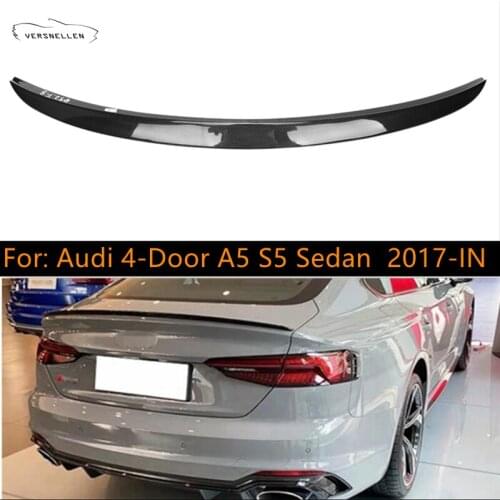 S5 Style Rear Spoiler Real Carbon Fiber Spoiler For Audi 4-Door A5 S5 Sedan Coupe 2017+ Rear Trunk Boot Spoiler