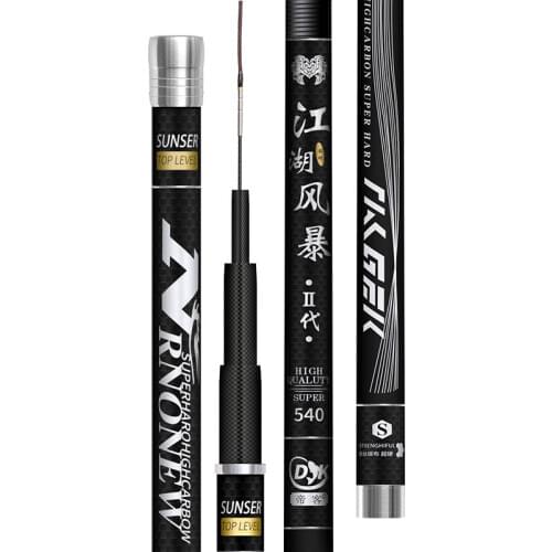 2.7M-7.2M Taiwan Fishing Rod Carbon Fiber Telescopic Wedkarstwo Olta Black Pit Hand Pole Carp Fishing Sticks Fishing Tackle