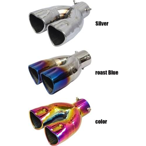 Universal Heart Shaped Car Exhaust Muffler Tip Stainless Steel Pipe Chrome Exhaust Tail Muffler Tip Pipe Silver 2.5 inch Inlet