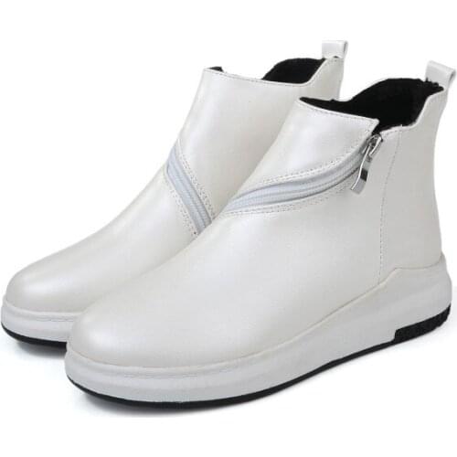Big Size European and American wind round head muffin bottom zipper waterproof platform boots