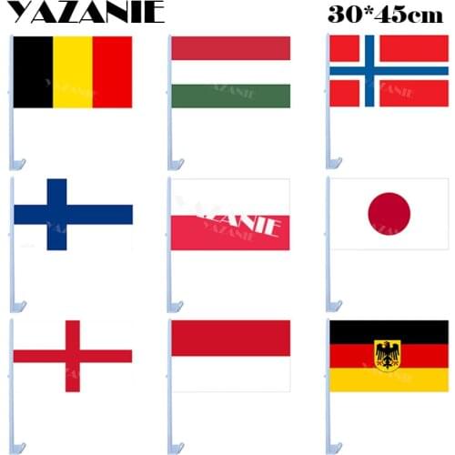 YAZANIE 30*45cm Car Flags Belgium Hungary Norway Finland Poland Japan Japanese England Indonesia Germany Eagle Printed Car Flags