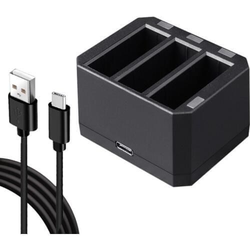 USB Triple Batteries Charger with LED Indicator Light for DJI OSMO Action