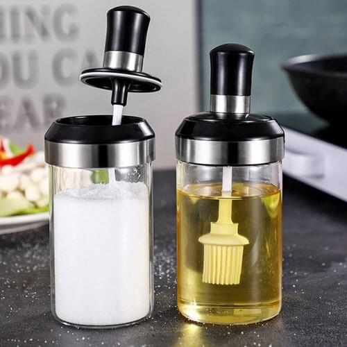1pc 250ml Glass Seasoning Container Oil Honey Dispenser Bottle For Kitchen Spice Jars Organizer Kitchen Accessories 2019