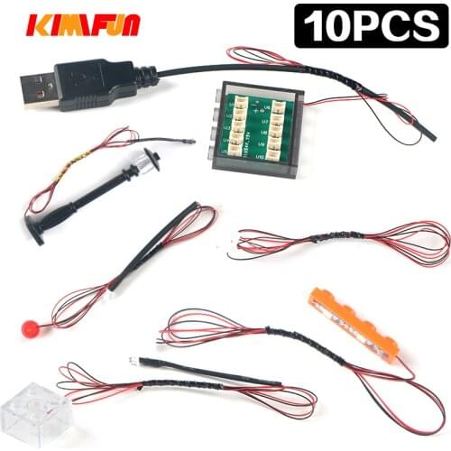 10pcs 0.38mm Wire DIY LED 2pin 1X1 Building Block Lamp 1X4 MOC Accessories Brick USB High-Tech Street 10 In 1 Hub Compatible