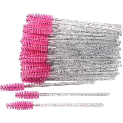 100 pcs Disposable Crystal Eyelash Brushes Diamond Handle Applicator Mascara Wands Eyelash Extension women Makeup Tools