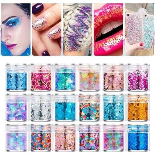 18 Bottles Nail Art Sequins Shinning Filling Flash Glitter Powder UV Epoxy Resin Pigment Dust Manicure DIY Fingers Beauty Decor
