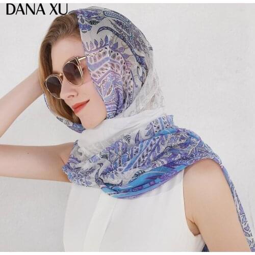 2020 Silk Long Scarf Luxury Brand Women New Design Beach Blanket Shawl Wear Swimwear Bandana Hijab Face Shield Foulard