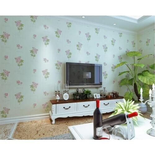 Beibehang Pink garden flowers large thickening pressure non-woven bedroom romantic papel de parede papier peint 3d wallpaper