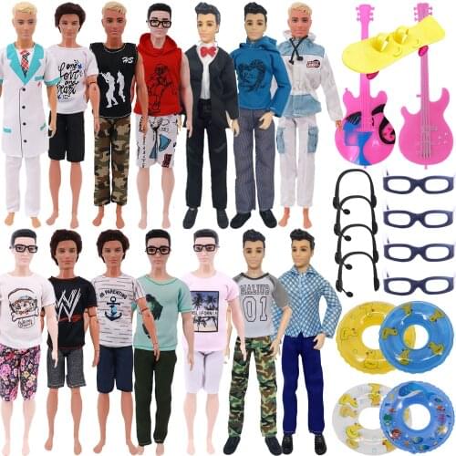 30Pcs/Set Ken Doll Clothes FreeShipping Glasses Shoes Hangers Guitar Skateboard Headsets Accessories For Barbies Girl`s Toy DIY
