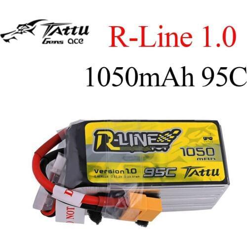 Tattu R-Line 1050mAh 95C 6S1P Lipo Battery Pack with XT60 Plug for RC FPV Racing Drone Quadcopter