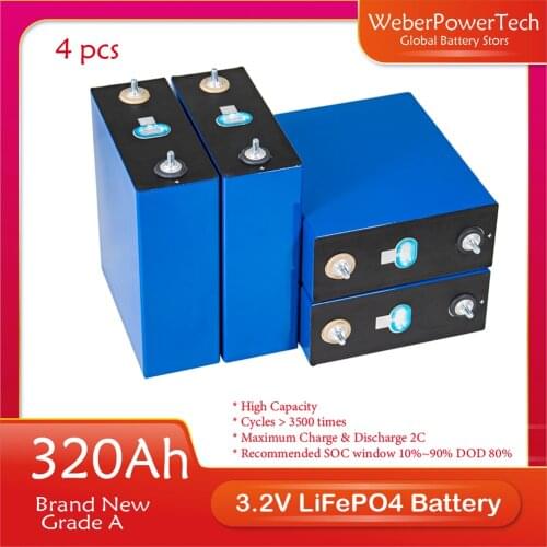 3.2V 310Ah Cell BRAND New 48V Lifepo4 320Ah battery Grade A DIY 24V 12V Rechargeable Battery Pack US EU Free Shipping Busbar