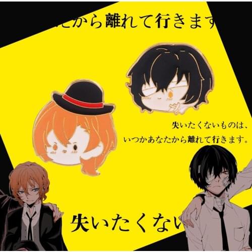 Anime Bungo Stray Dogs Enamel Brooch Pins Dazai Osamu Nakahara Chuya Cartoon Brooch For Women Men Bag Lapel Hat Accessories
