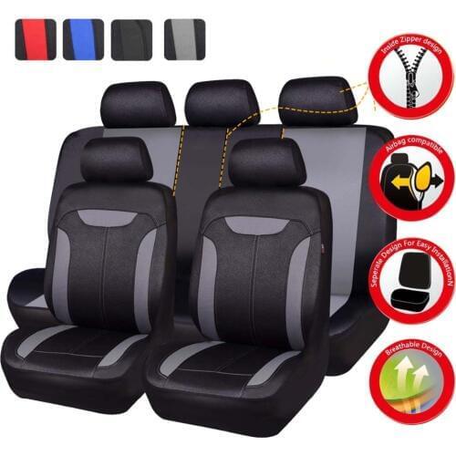 Car-pass Breathable Mesh Fabric Car Seat Covers Universal Car Styling Full Set Interior Airbag Compatible Seat Support
