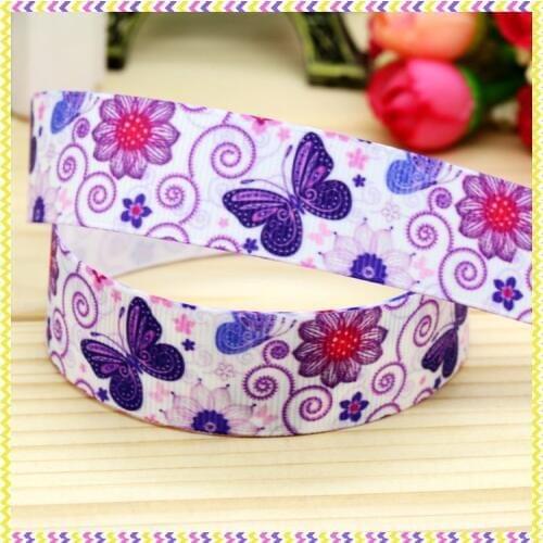 New 7/8'' Free shipping butterfly printed grosgrain ribbon hair bow headwear party decoration wholesale OEM 22mm H3864