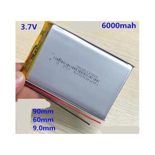 Free shipping 1pcs 3.7v 906090 6000mah polymer lithium rechargeable battery for power bank GPS drive recorder MP5
