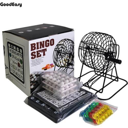 Bingo Sets 75 Ball Traditional Bingo Lotto Lottery Family Game Set - Cage Balls Cards Counters Party Bingo Game Lucky Balls Game