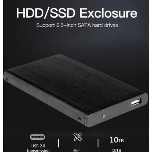 USB 2.0 Hard Drive Case Portable 2.5 inch Aluminum Alloy 10TB SATA HDD SSD Box for Office Caring Computer Supplies