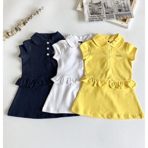 Children Clothing Baby Princess Dress Girls Turn Down Collar Dress Baby Casual Sports Cute Ruffles Fashion T Shirt Dresses