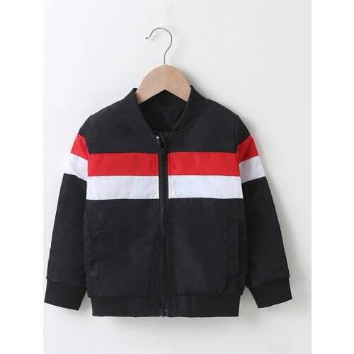 Boys Long Ball Jacket Childrens Clothing Boys Striped Stitching Jacket Coat Top