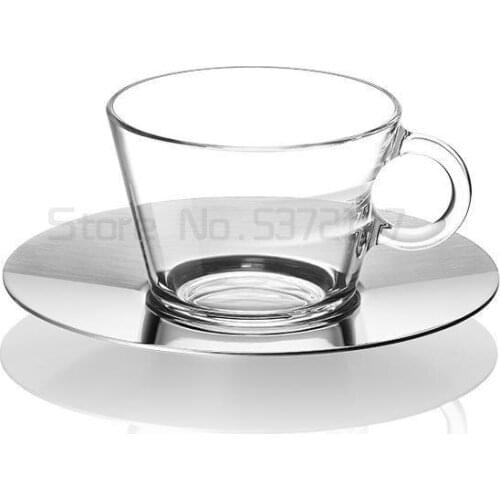 Home creative cappuccino coffee cup set transparent glass coffee cup with disc