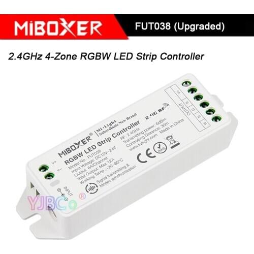 FUT038 (Upgraded) DC12V~24V RGBW led lamp tape dimmer Miboxer 2.4GHz 4-Zone RGBW LED Strip light Controller