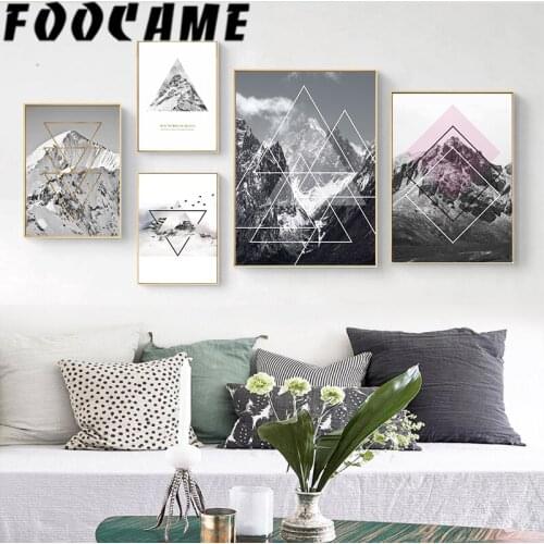 Geometry Snow Mountain Natural Scenery Pictures Wall Art Canvas Print Poster Nordic Home Decor Living Room Landscape Painting